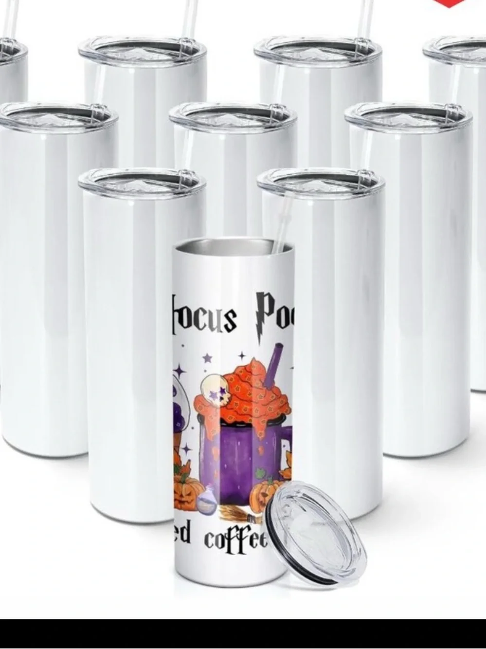 50 pack of 20oz Sublimation Tumblers w/Plastic Straws and Lids - Picture 1 of 2